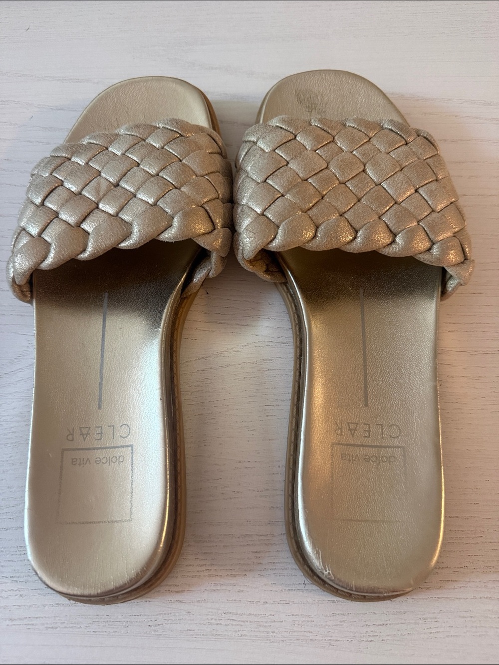 Dolce Vita Metallic Gold Braided Slide Mules
